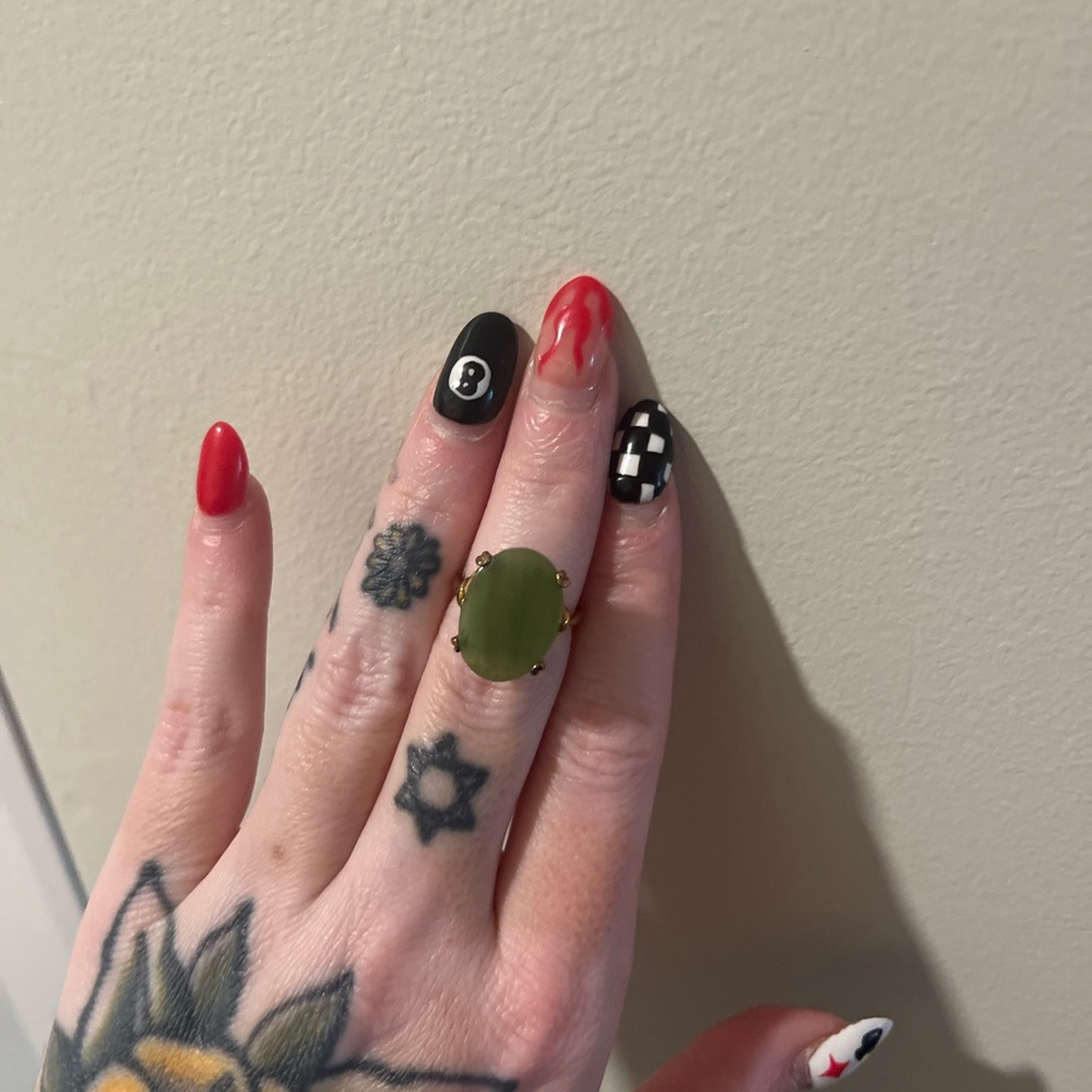 Vintage Green Oval Stone Ring